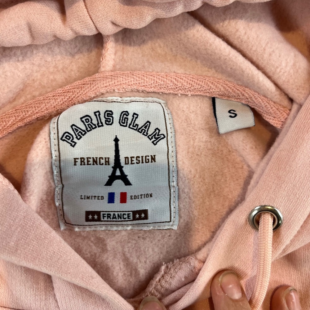 Paris Glam Womens Hoodie Pink Paris Graphic Fleece Sweatshirt Small Coquette - Picture 5 of 6